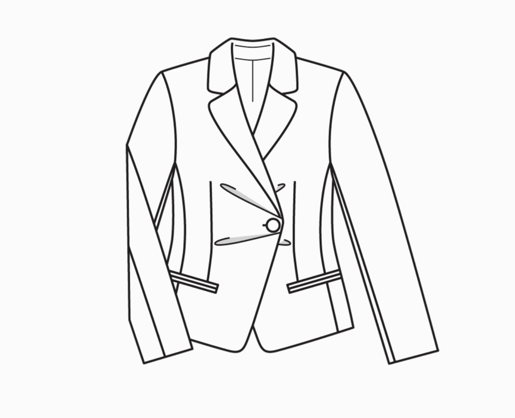 Drawing of the Pleat Front Jacket Front